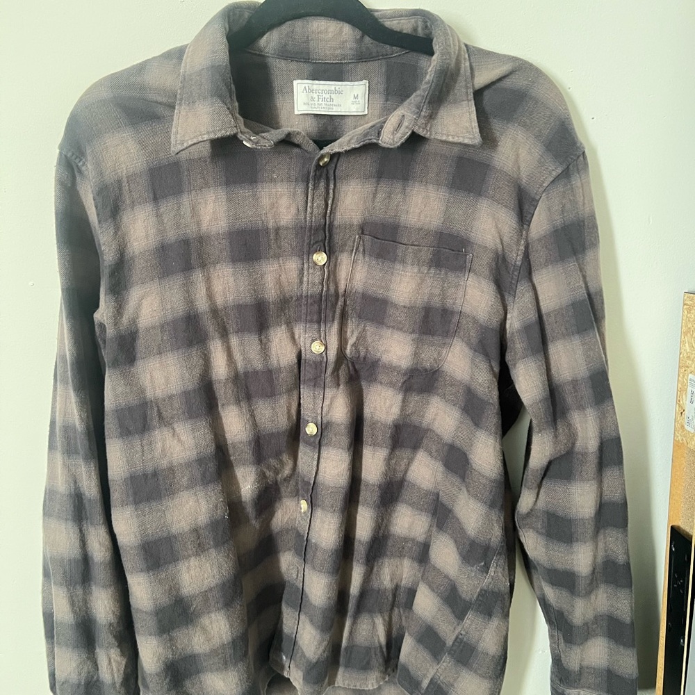 Abercrombie & Fitch Men's Black and Brown Flannel Shirt